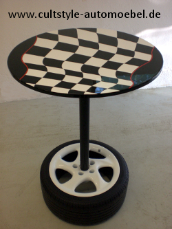 Cultstyle auto mbel Porschefelge Bistrotisch